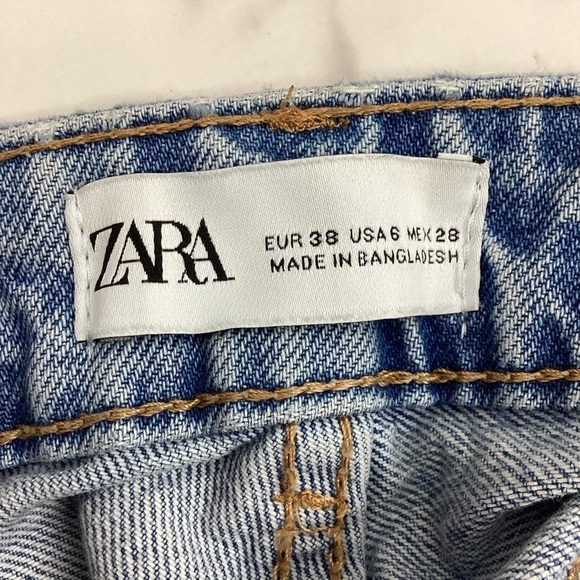 ZARA SIZE 6 28 BLUE WASH MOM JEANS HI RISE PANTS GUC - Picture 9 of 10